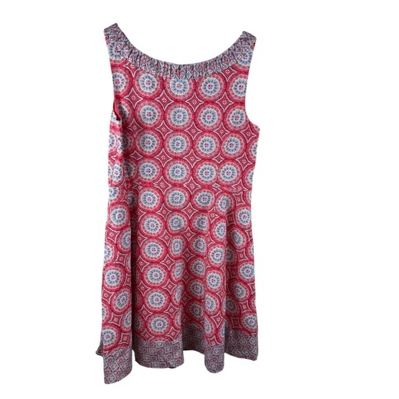 Talbots Coral Turquoise Mixed Geo Print Fit And Flare Midi Dress sz 16 Petite - Picture 5 of 9